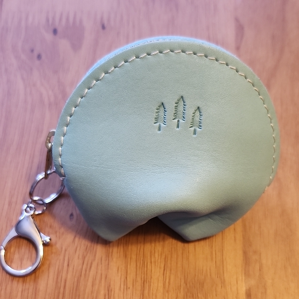 Portland Leather Fortune cookie Mint Green Coin Pouch